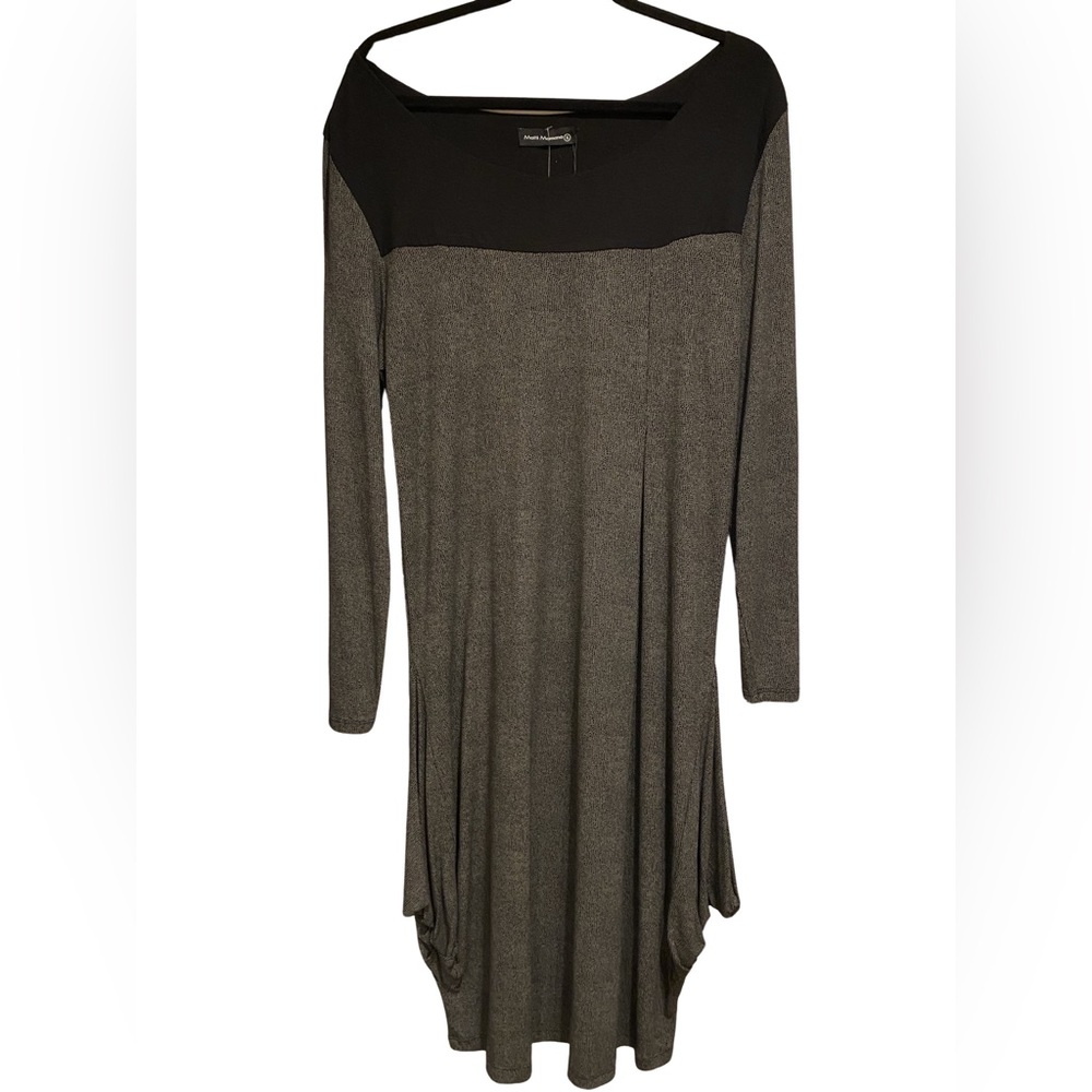 NWT Matti Mamane Sack Dress Black Gray Colorblock Scoop Neck. XL
